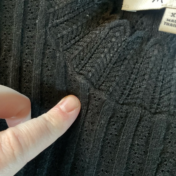 Madewell Pointelle-Stitch Mockneck Sweater Tee Abyss Black Size XXS 2XS NWT - Picture 6 of 11